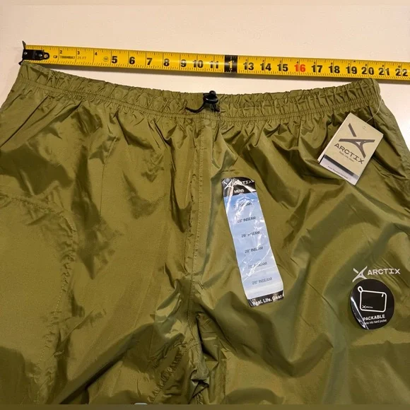 Arctix Men's Storm Packable Rain Pant, Olive XXL (44-46W) 28"L Outdoor Olive - Picture 8 of 12